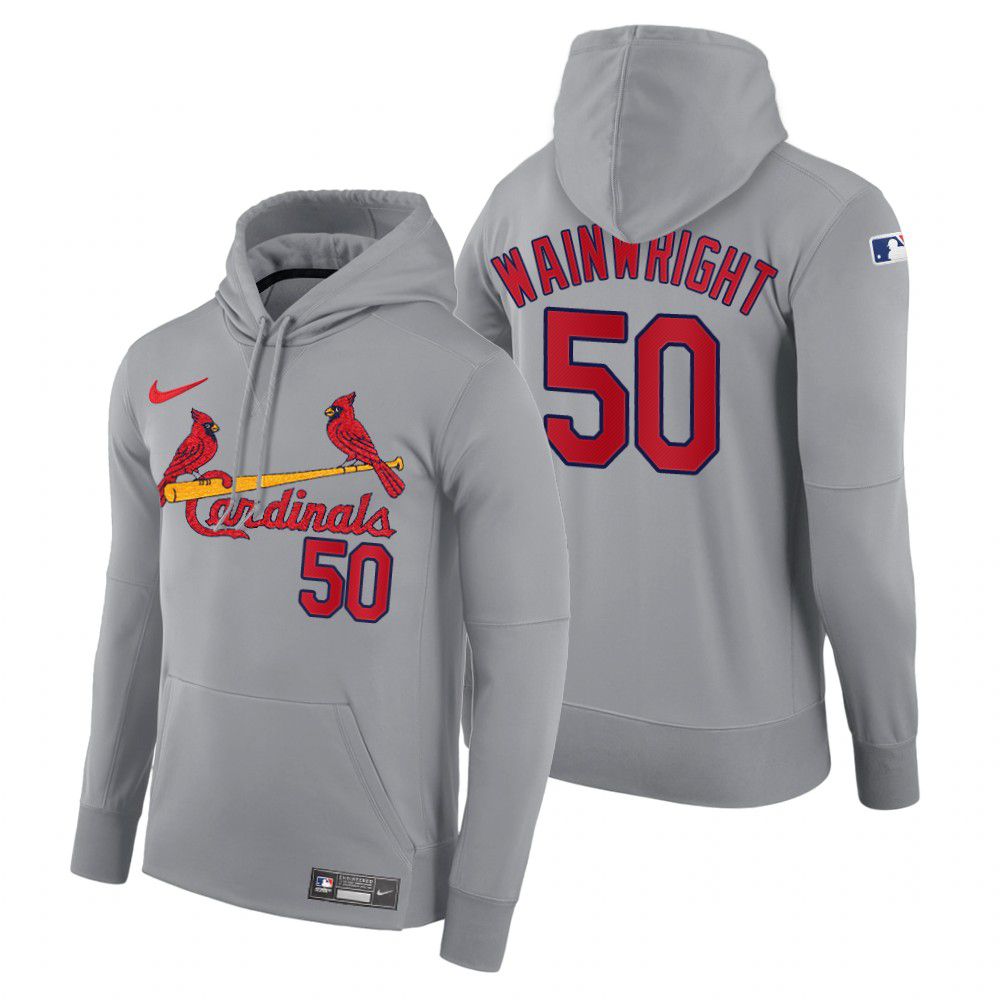 Men St.Louis Cardinals 50 Wainwright gray road hoodie 2021 MLB Nike Jerseys